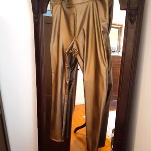 Gold faux leather leggings